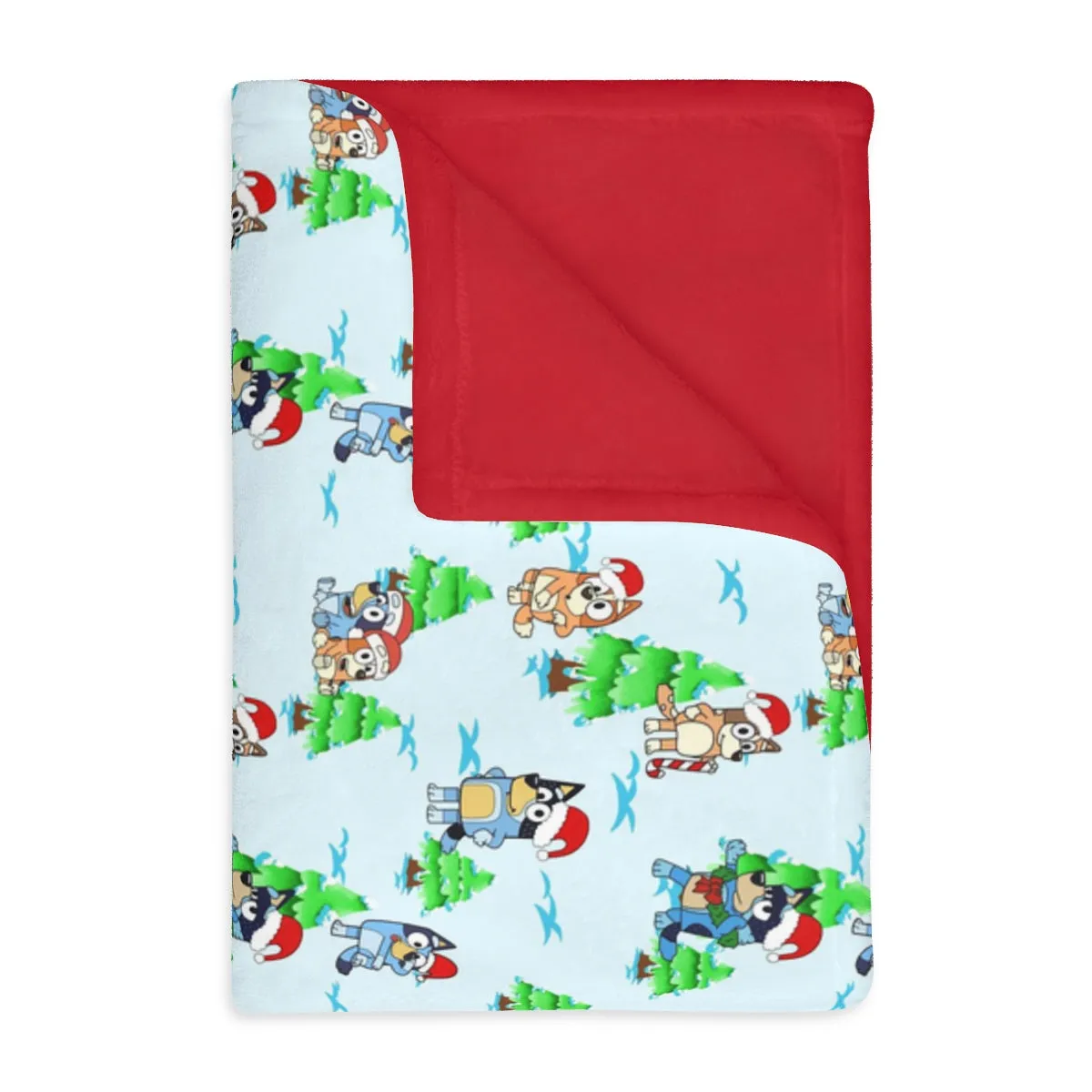 Christmas Dog Velveteen Minky Blanket (Two-sided print)