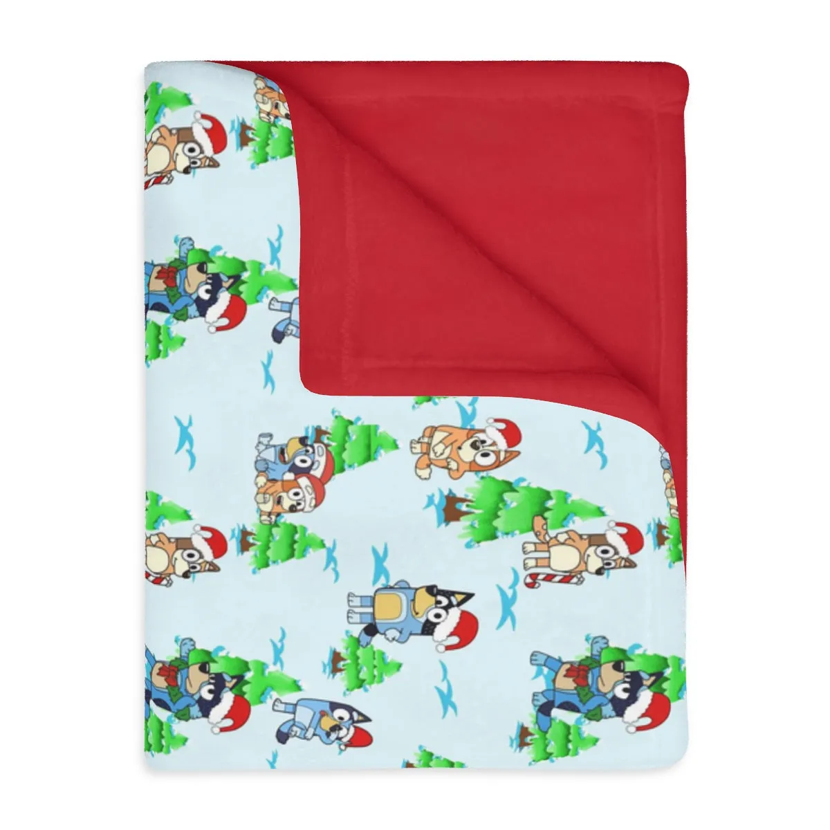 Christmas Dog Velveteen Minky Blanket (Two-sided print)