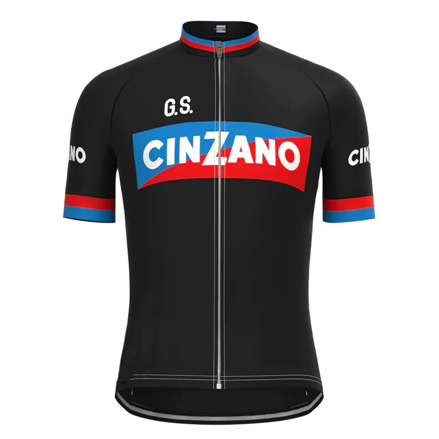 CINZANO Black Vintage Short Sleeve Cycling Jersey Top
