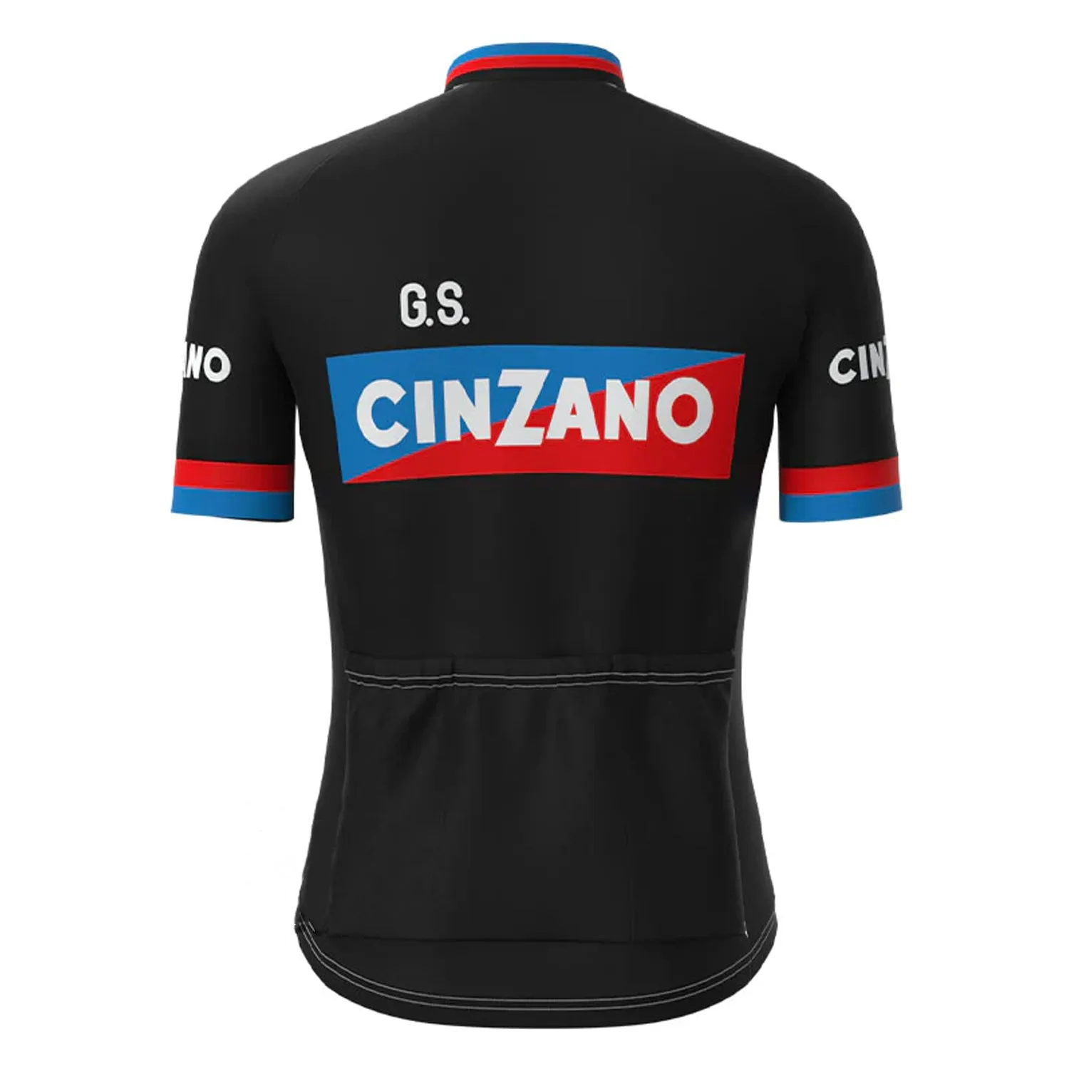 CINZANO Black Vintage Short Sleeve Cycling Jersey Top