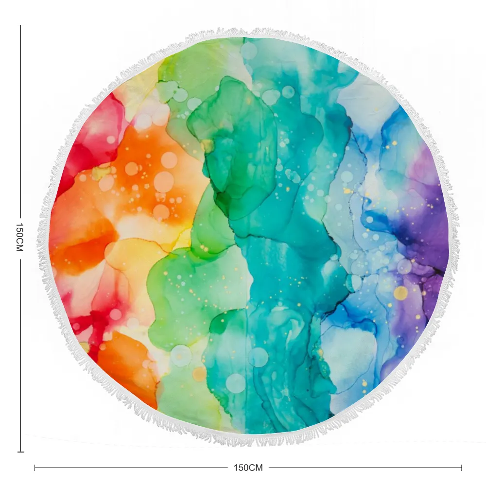 Circular Beach Towel - Happy Rainbow