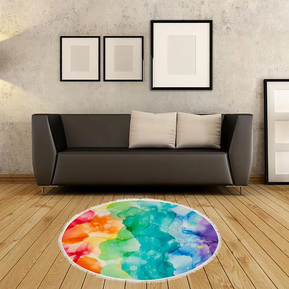 Circular Beach Towel - Happy Rainbow