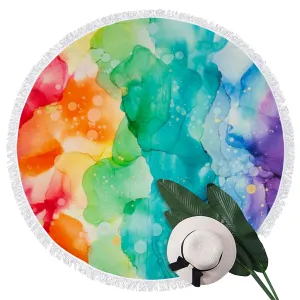 Circular Beach Towel - Happy Rainbow