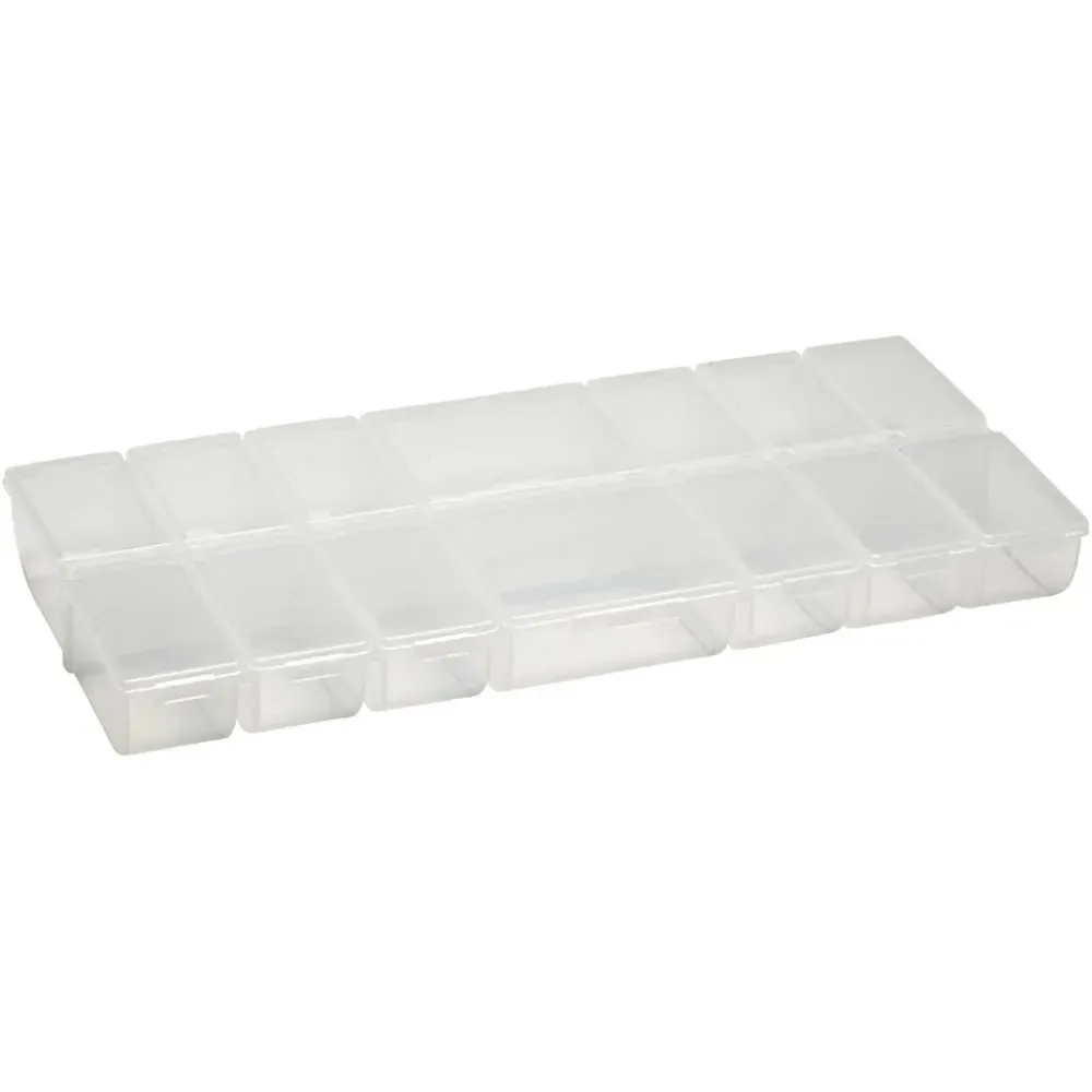 Clear Plastic Storage Box With 14 Compartments Click Lock Lid For Storing 24 cm