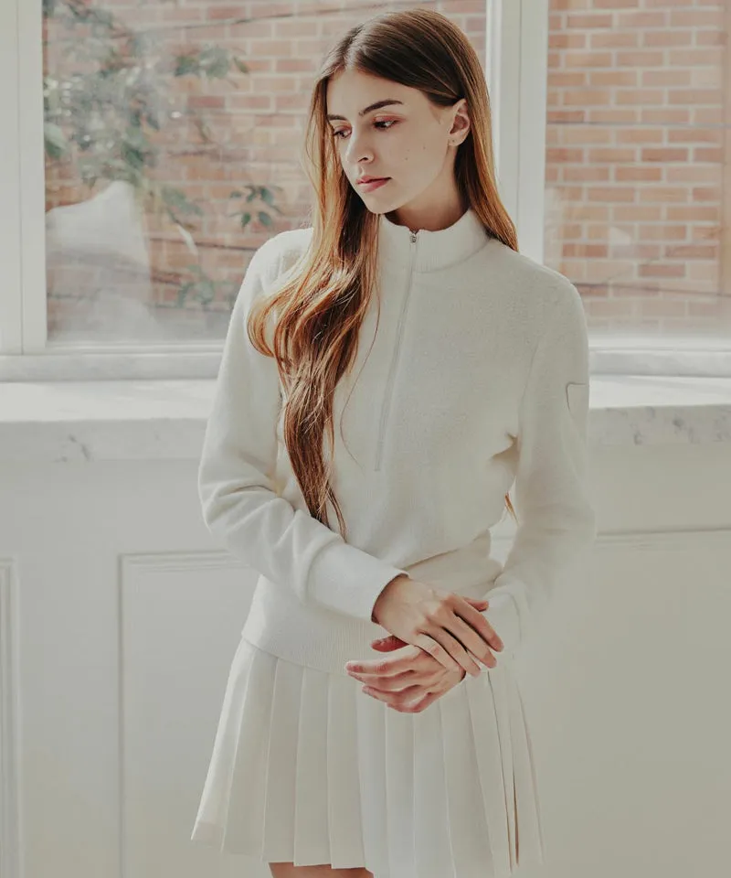 CREVE NINE: Buckle Mix Windbreaker Sweater - Ivory