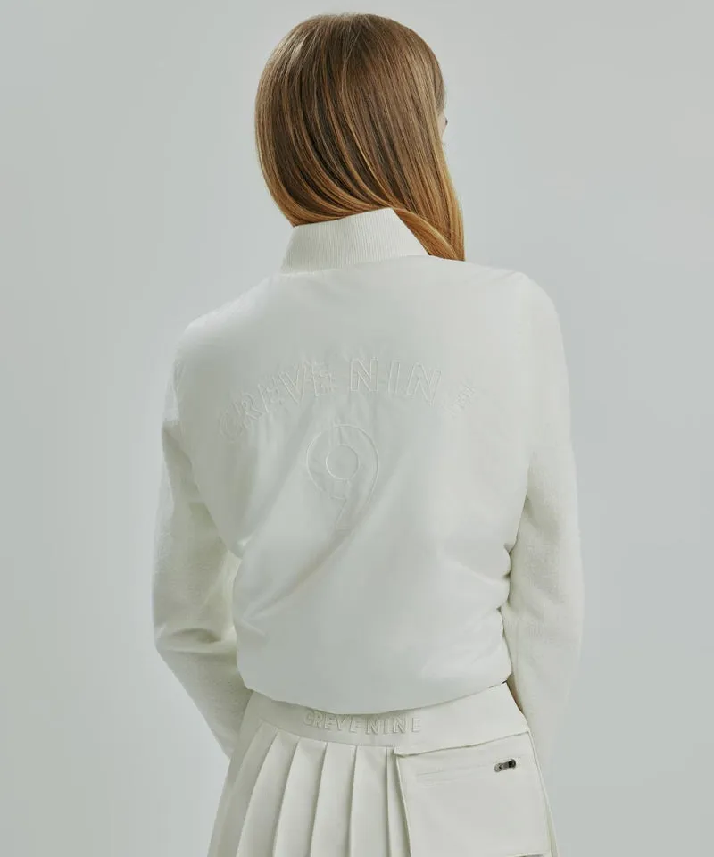 CREVE NINE: Buckle Mix Windbreaker Sweater - Ivory