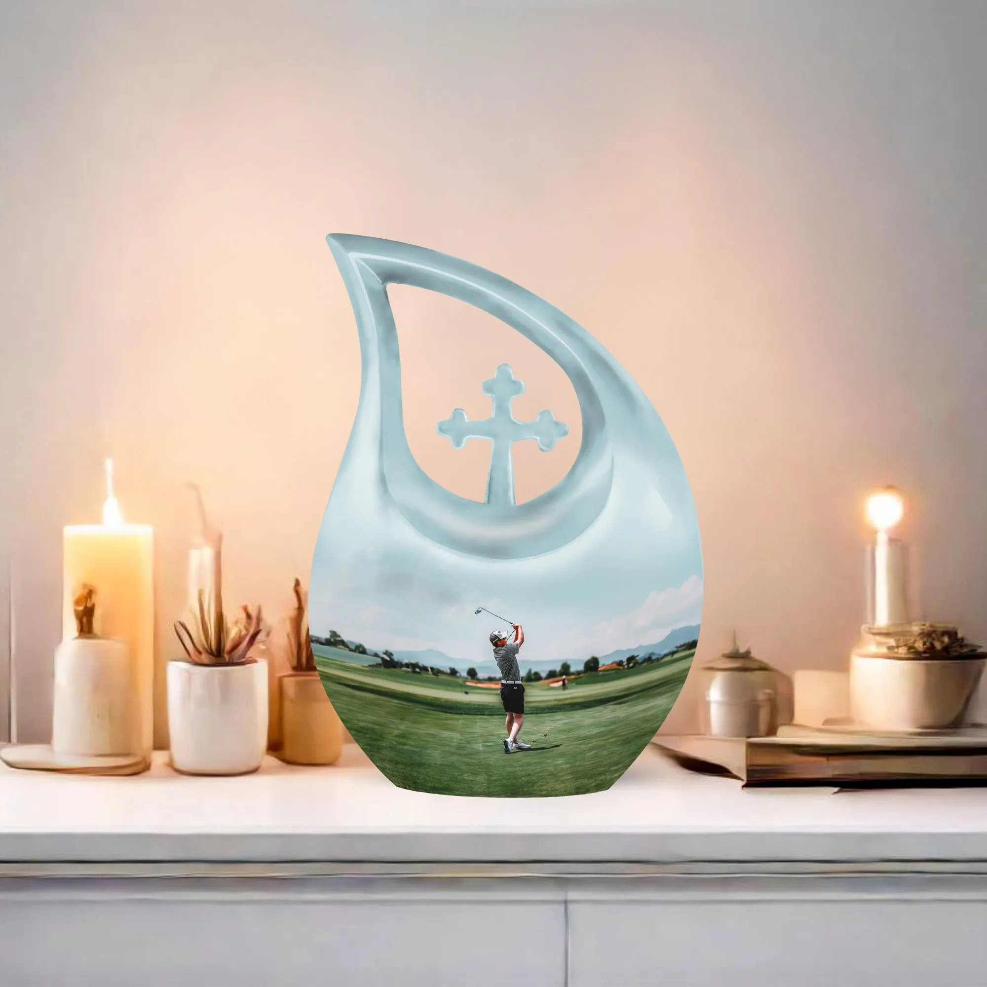 Cross Drop Golf Urn: A Novelty Double Urn Honoring Golf Enthusiasts