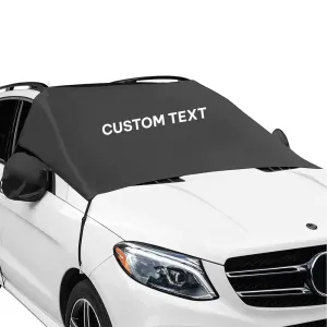 Custom Text For Car Windshield Snow Cover, Compatible with All Cars, Large Windshield Cover for Ice and Snow Frost with Removable Mirror Cover Protector, Wiper Front Window Protects Windproof UV Sunshade Cover LM15983