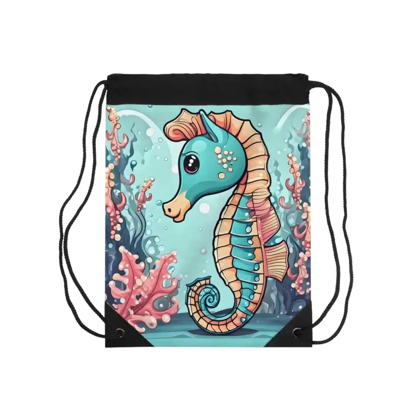 Cute Seahorse Drawstring Backpack with Style