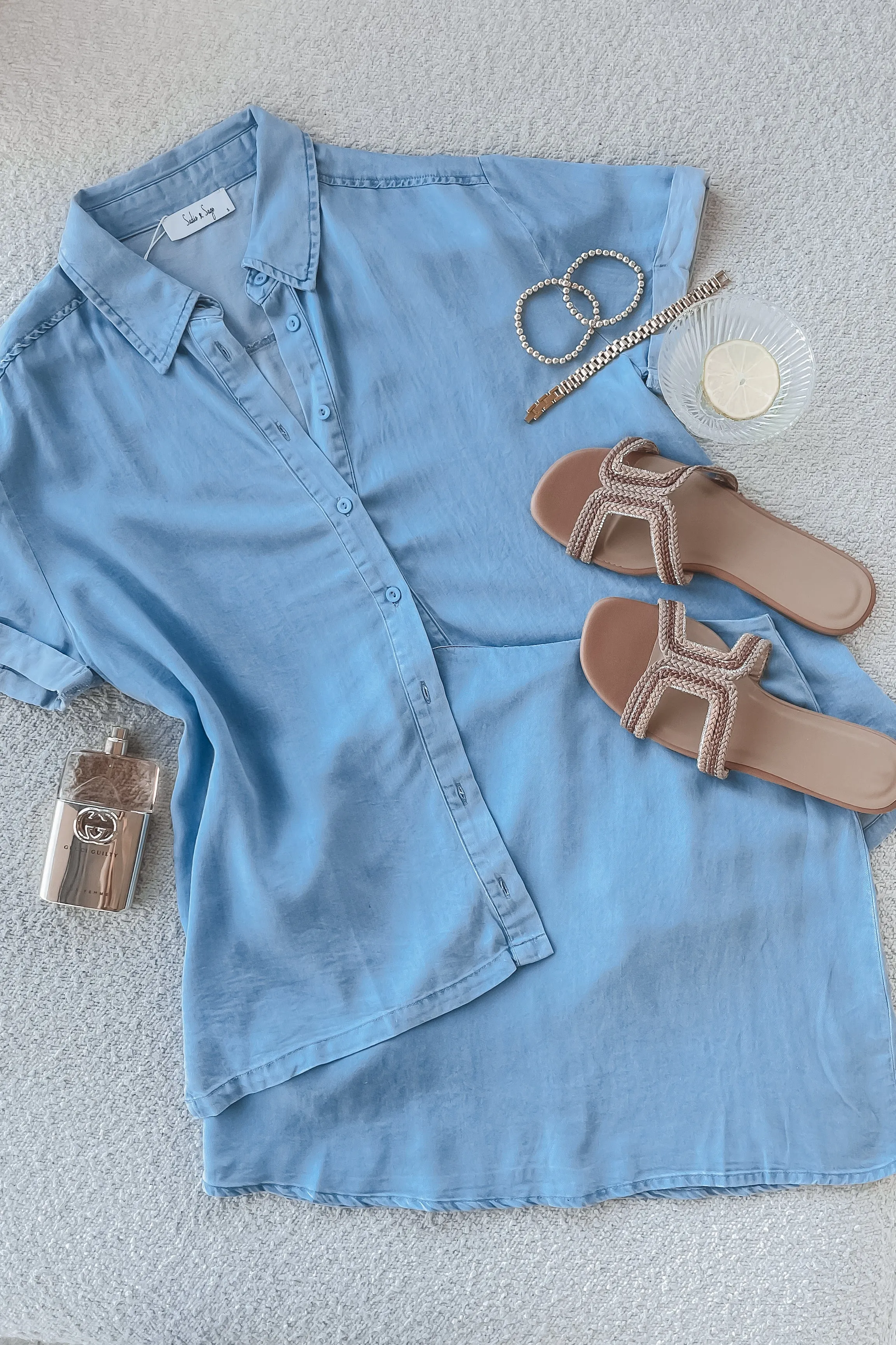 DEAL SADIE & SAGE Soft Breeze Chambray Skirt