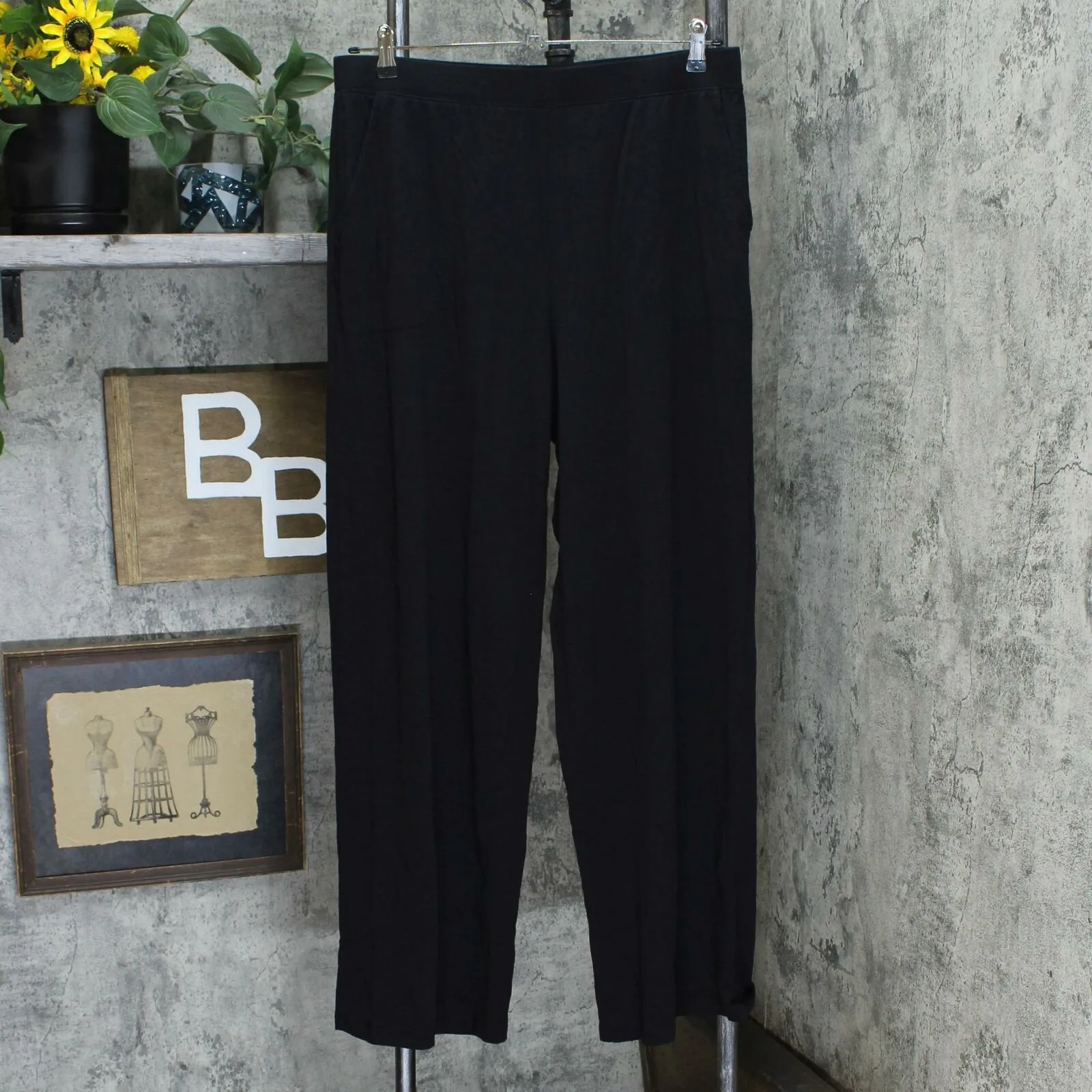 Denim & Co. Women's Pull-On Wide Leg Beach Pants Black Large Tall