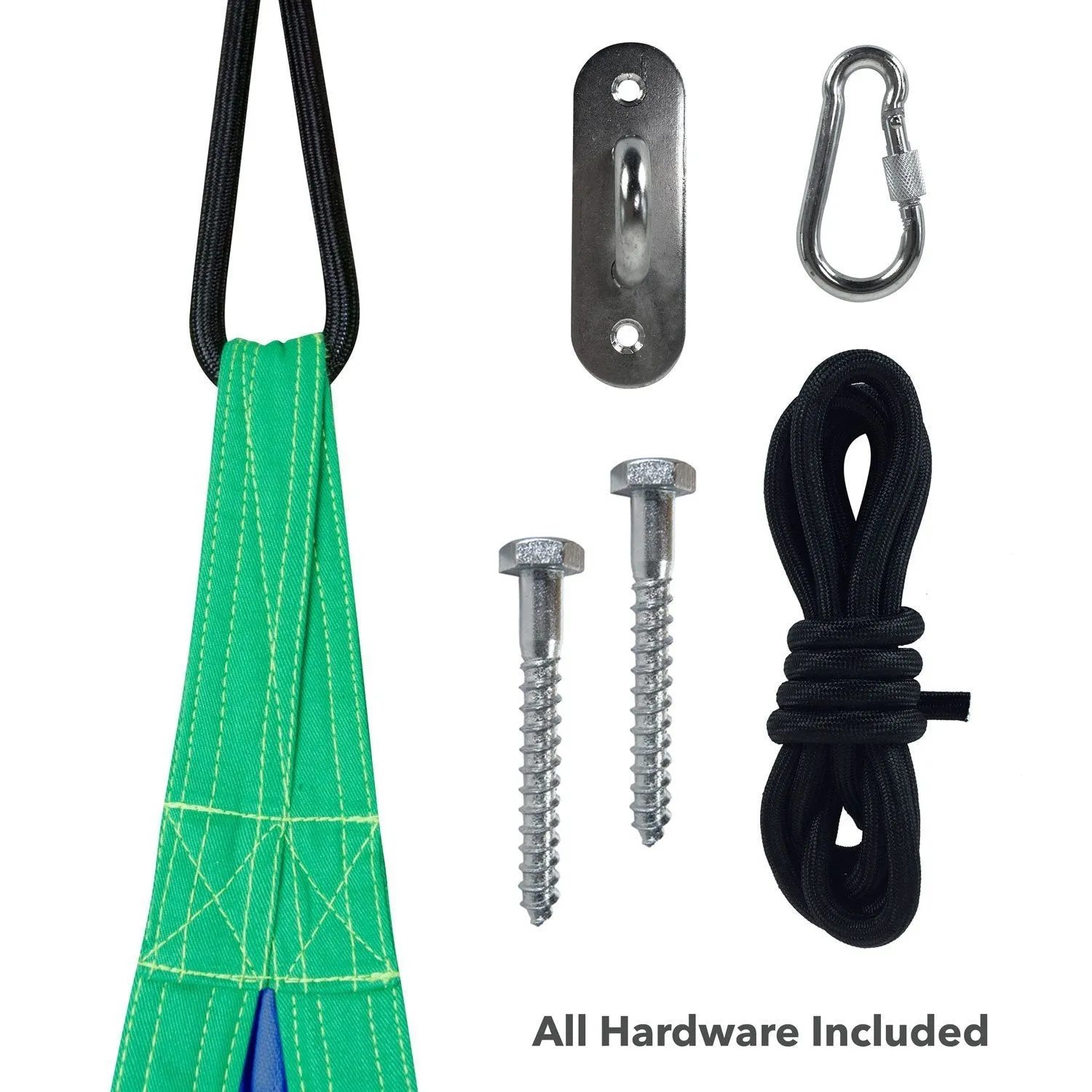 Driftsun Kids Indoor and Outdoor Hammock Pod Package, Green Trim