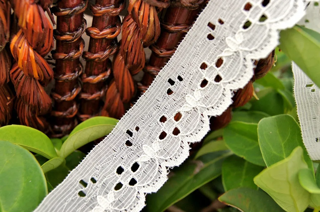Eyelet Light Beige Scalloped Lace Trim 1¼" wide