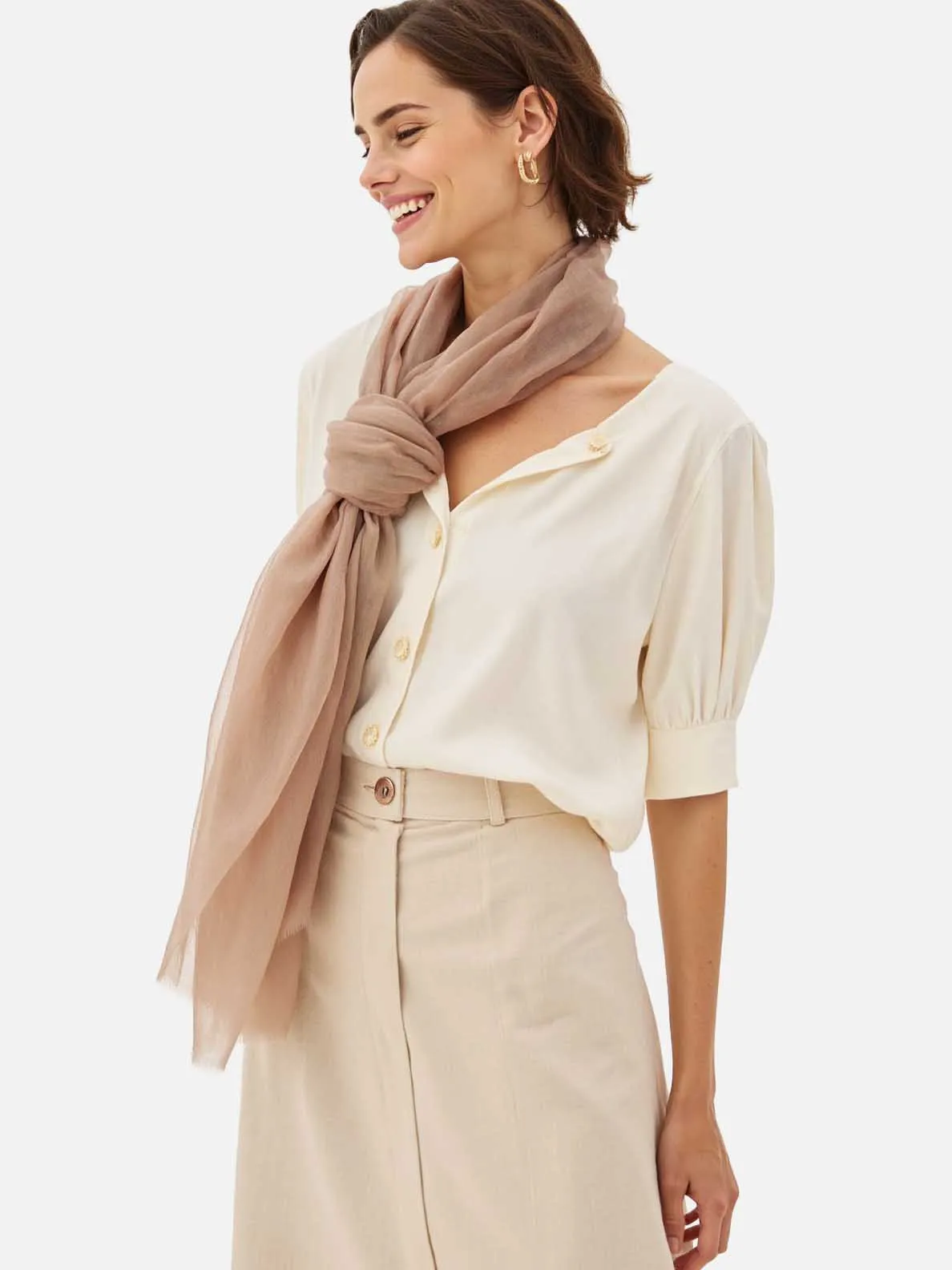 Featherlight Camel Cashmere Scarf