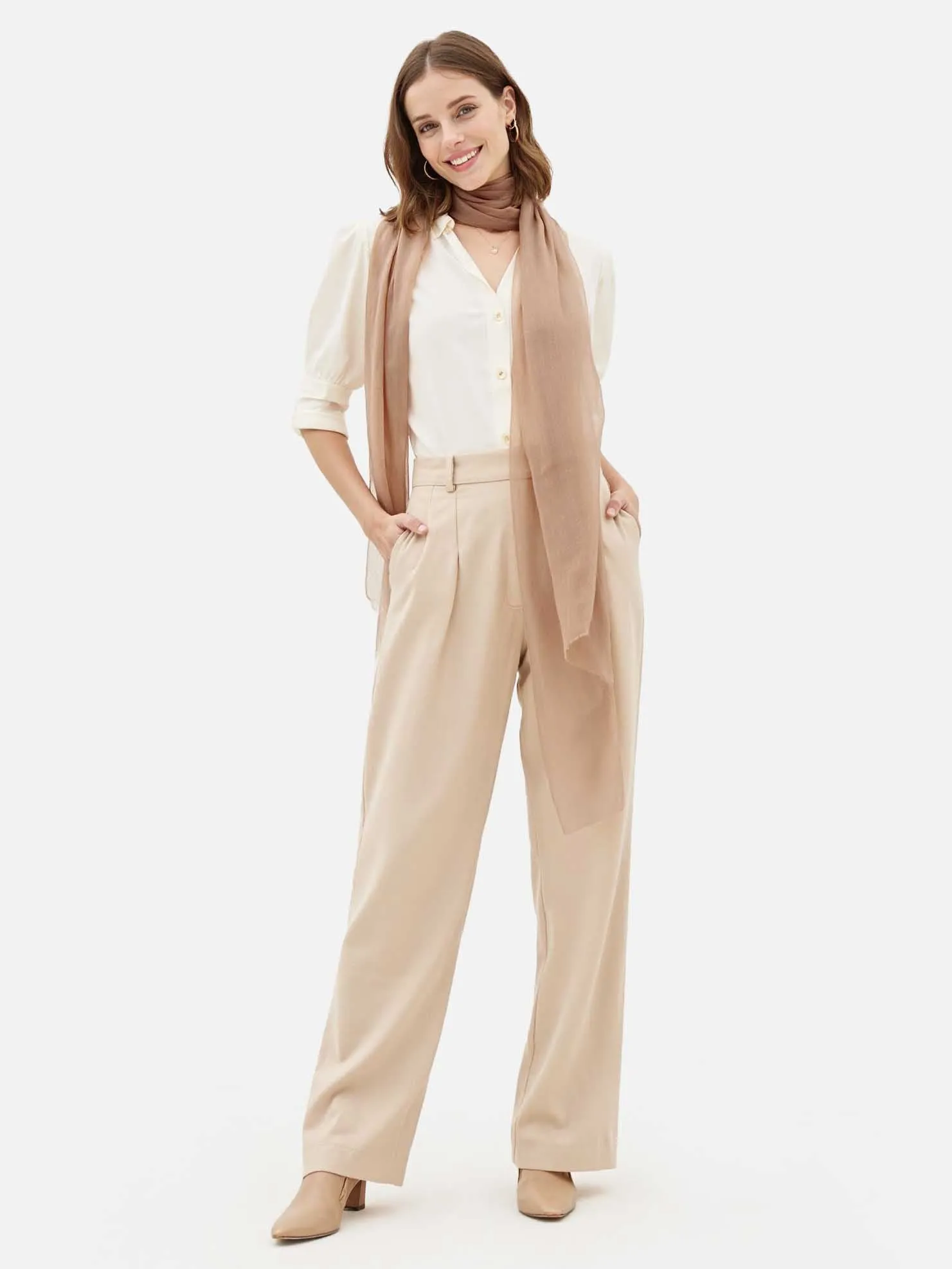 Featherlight Camel Cashmere Scarf