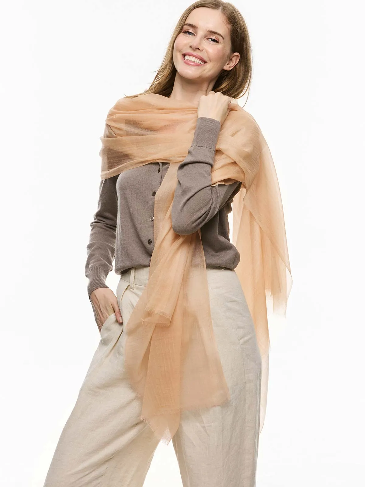 Featherlight Sand Cashmere Scarf