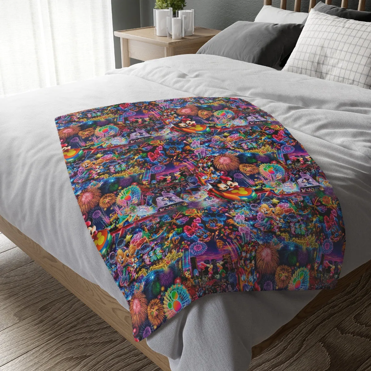 Firework Mouse Velveteen Minky Blanket (Two-sided print)