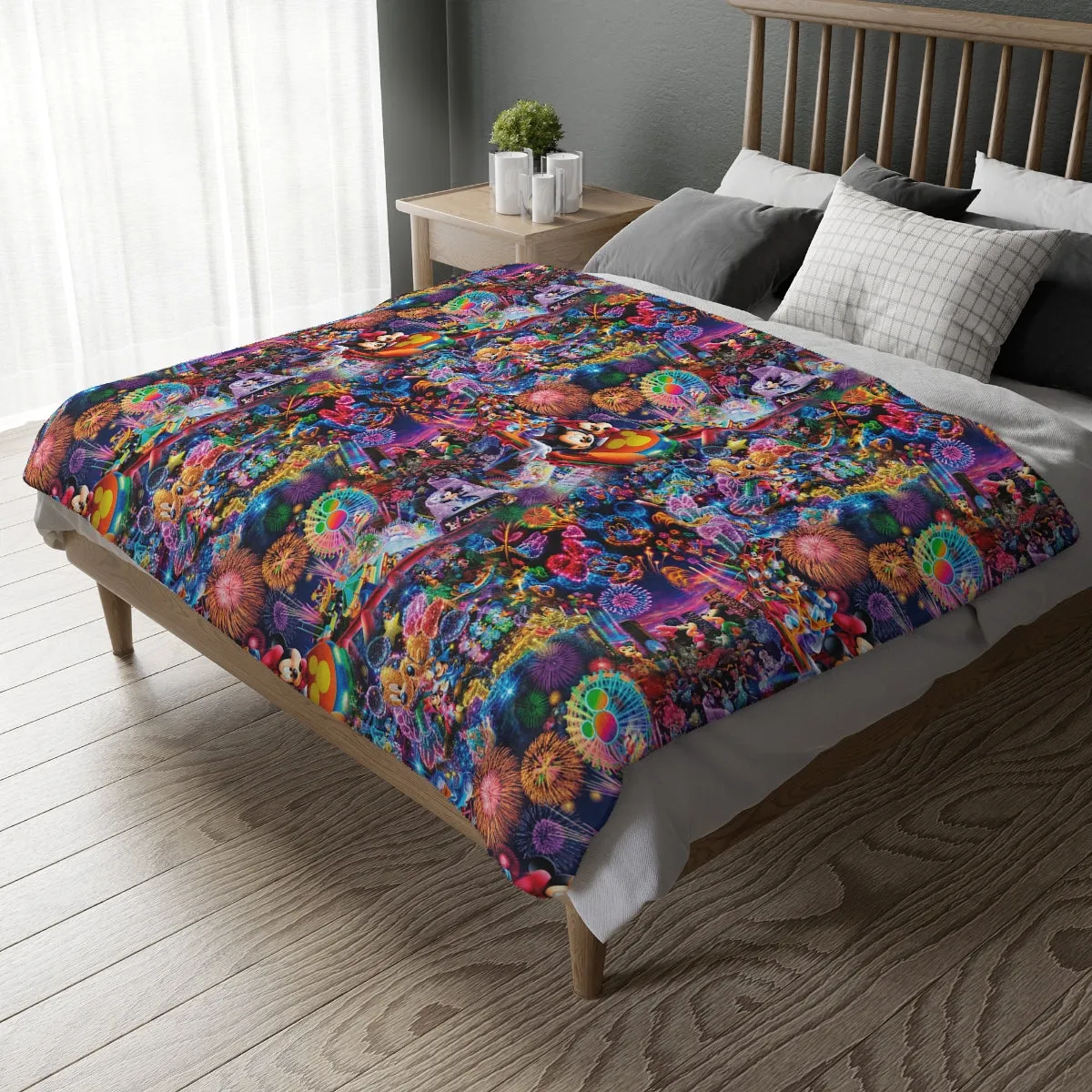 Firework Mouse Velveteen Minky Blanket (Two-sided print)
