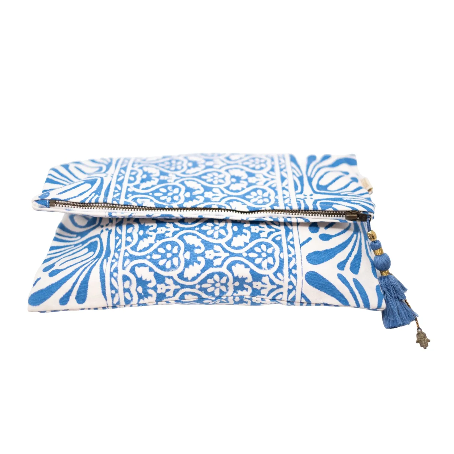 Fold Over Cross Zipper Pouch