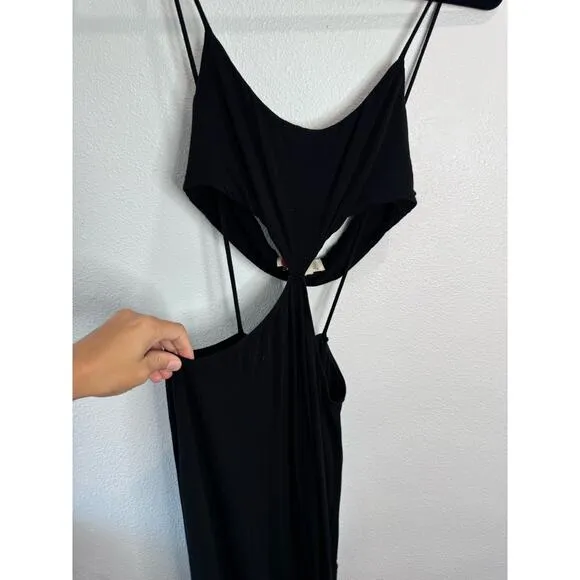 Free People Beach Black Piper Midi Dress Medium