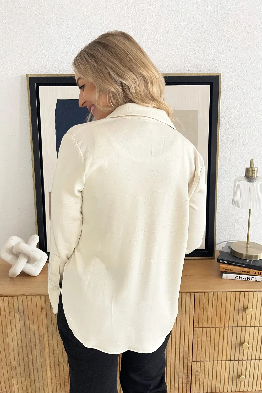French Cuff Hidden Button Blouse