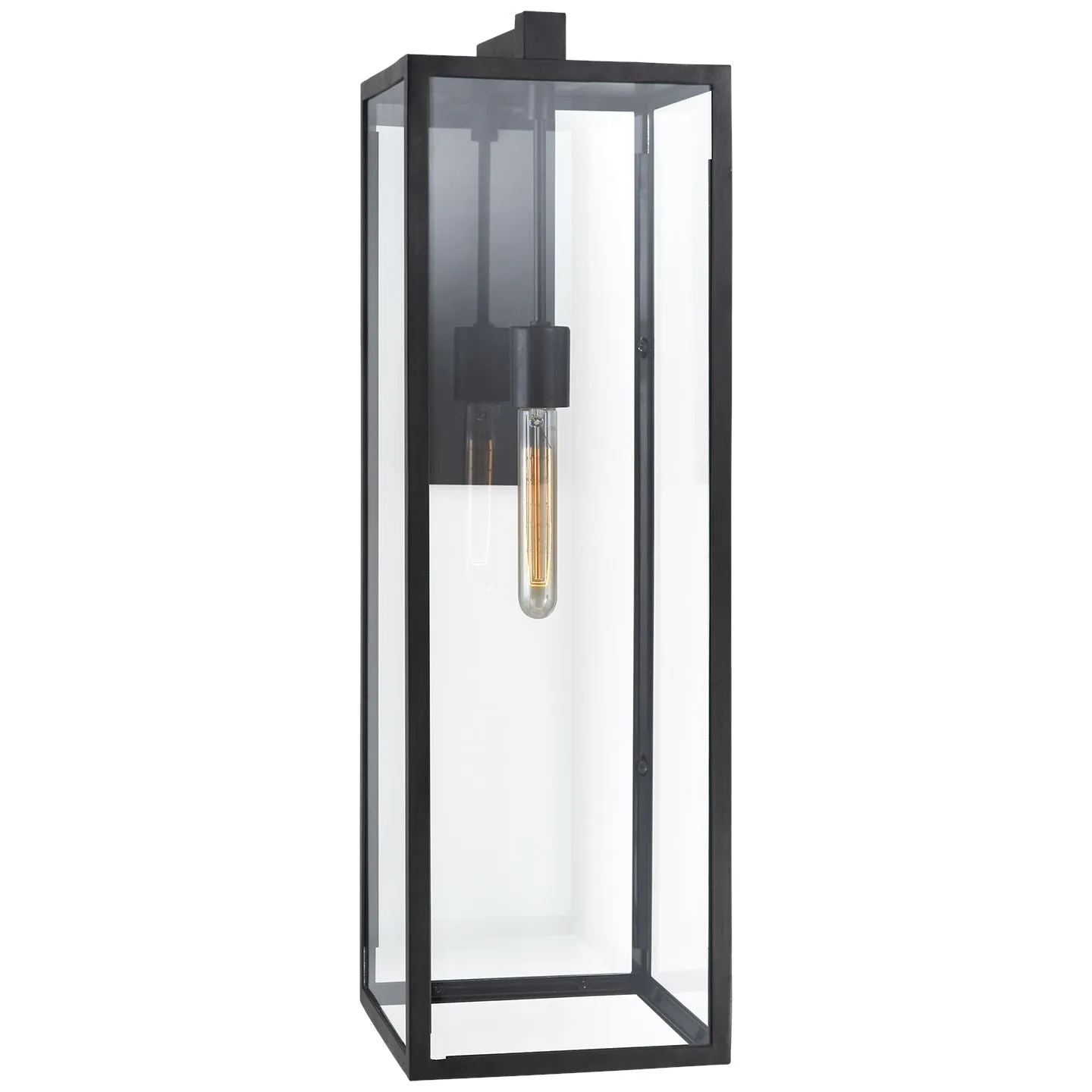 Fresno Long Wall Sconce in Aged Iron with Clear Glass