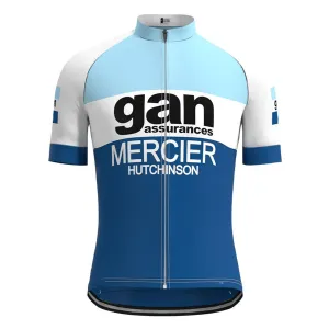 Gan Blue Vintage Short Sleeve Cycling Jersey Top