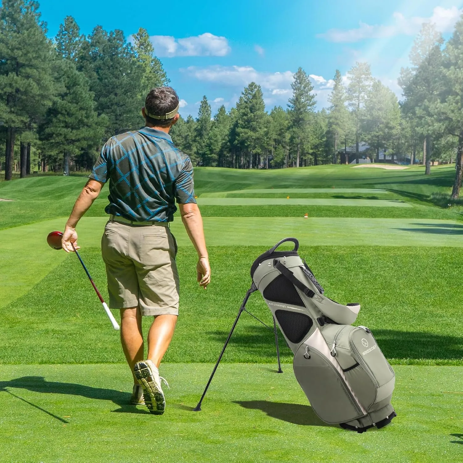 Golf Bag for Men Travel Club Stand Ball Cart Support Pole Vessel Pouch Camo Stand Gifts Airlines for Women,Womens Double Shoulder Straps Lightweight Golf Bag