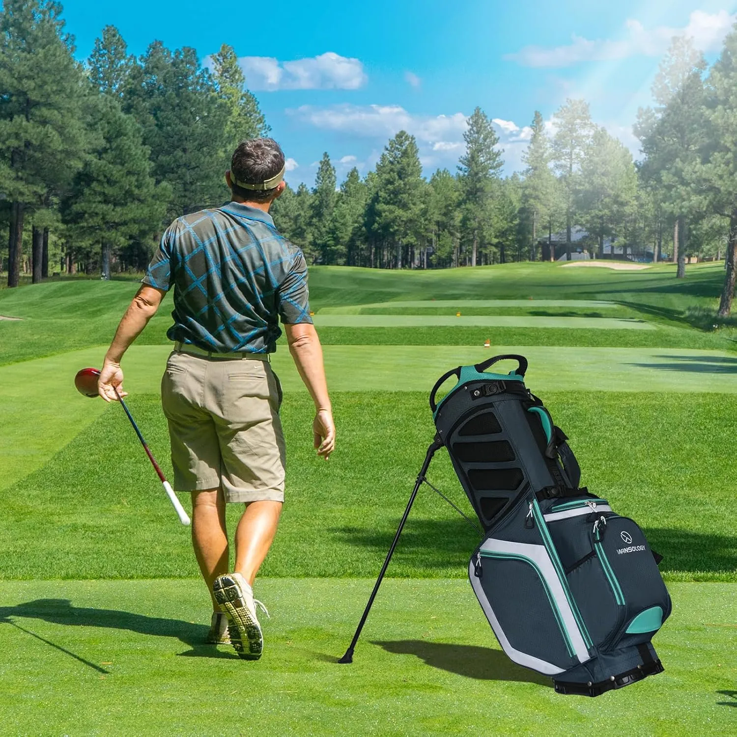Golf Bag Travel Club Stand Ball Cart Support Pole Pouch Camo Stand Gifts Airlines for Men Womens Small Lightweight Golf Bag