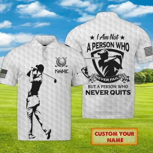 Golf - Never Quit - Personalized Name 3D Polo Shirt 39 - TD96