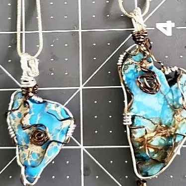 Handmade Sea Sediment Jasper Pendant Necklace with Butterfly Charm