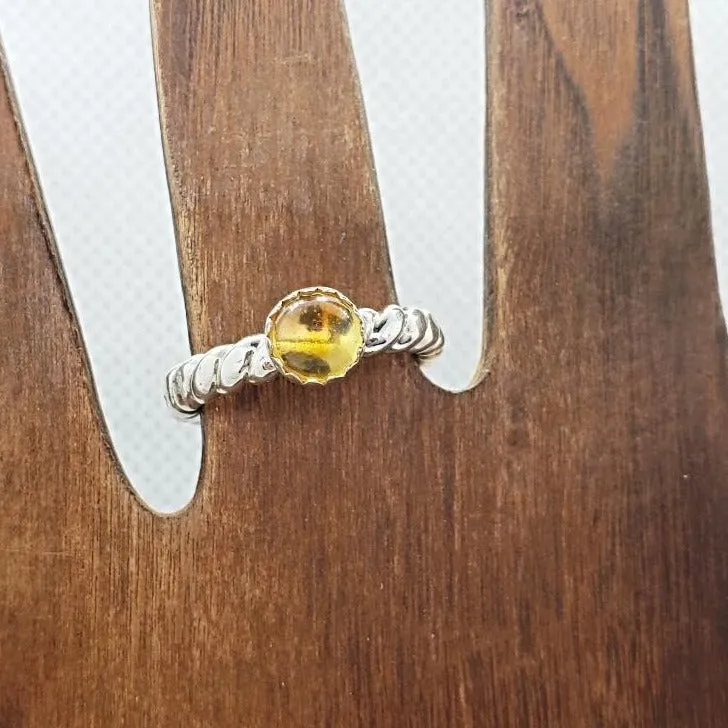 Handmade Sterling Silver .925 Sterling Silver Twisted Adjustable Ring with Citrine Gemstone - Radiate Joy & Manifest Success