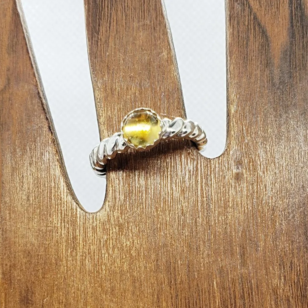 Handmade Sterling Silver .925 Sterling Silver Twisted Adjustable Ring with Citrine Gemstone - Radiate Joy & Manifest Success