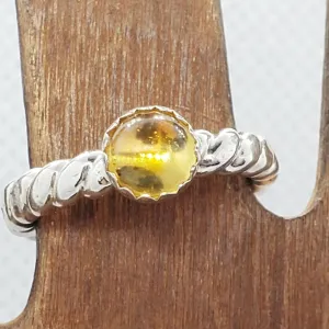 Handmade Sterling Silver .925 Sterling Silver Twisted Adjustable Ring with Citrine Gemstone - Radiate Joy & Manifest Success