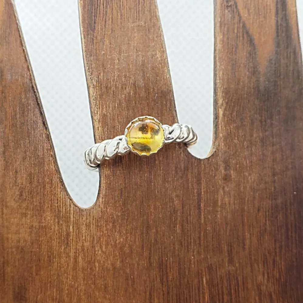 Handmade Sterling Silver .925 Sterling Silver Twisted Adjustable Ring with Citrine Gemstone - Radiate Joy & Manifest Success