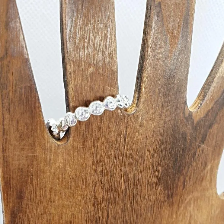 Handmade  Sterling Silver Daisy Band Ring with Tigers Eye Cabochon – Healing & Empowering Energy