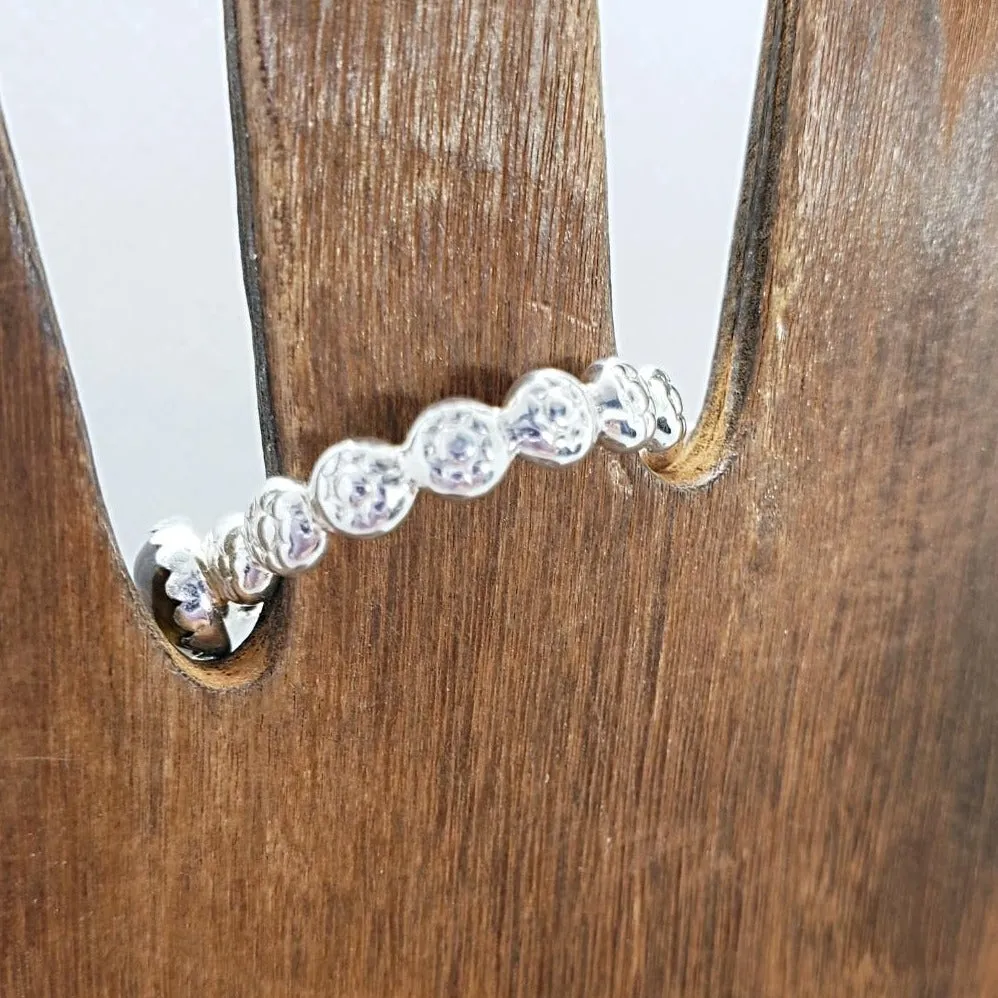 Handmade  Sterling Silver Daisy Band Ring with Tigers Eye Cabochon – Healing & Empowering Energy