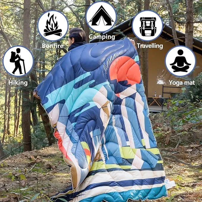HANYUN Camping Blanket - Outdoor Travel Blanket, Waterproof Quilt for Camping, Stadium, Hiking, Beach Trips, Concerts& Festival - 52"x75" Rhombus Quilting Blanket