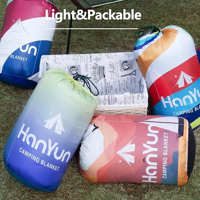 HANYUN Camping Blanket - Outdoor Travel Blanket, Waterproof Quilt for Camping, Stadium, Hiking, Beach Trips, Concerts& Festival - 52"x75" Rhombus Quilting Blanket