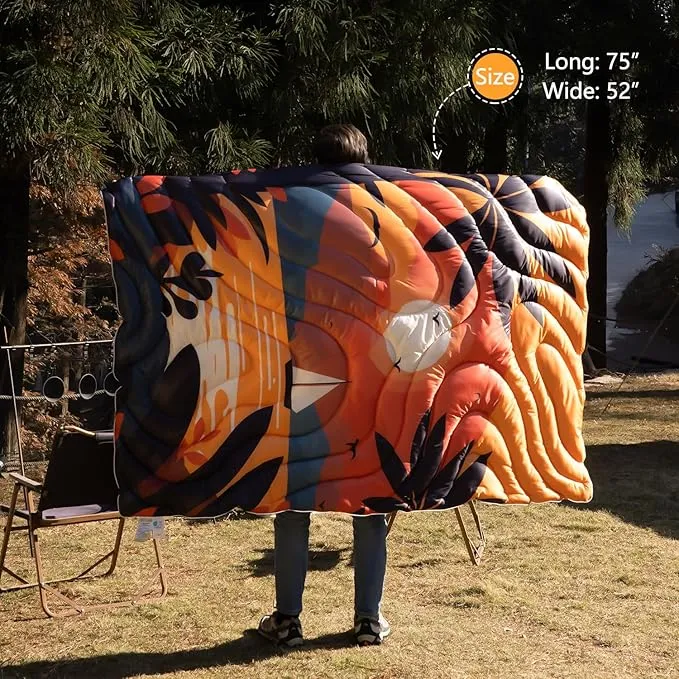 HANYUN Camping Blanket - Outdoor Travel Blanket, Waterproof Quilt for Camping, Stadium, Hiking, Beach Trips, Concerts& Festival - 52"x75" Rhombus Quilting Blanket