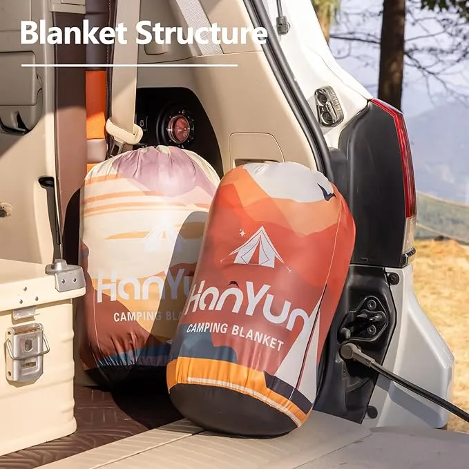 HANYUN Camping Blanket - Outdoor Travel Blanket, Waterproof Quilt for Camping, Stadium, Hiking, Beach Trips, Concerts& Festival - 52"x75" Rhombus Quilting Blanket