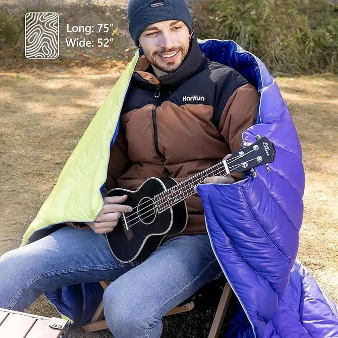 HANYUN Camping Blanket - Outdoor Travel Blanket, Waterproof Quilt for Camping, Stadium, Hiking, Beach Trips, Concerts& Festival - 52"x75" Rhombus Quilting Blanket