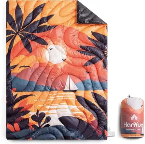 HANYUN Camping Blanket - Outdoor Travel Blanket, Waterproof Quilt for Camping, Stadium, Hiking, Beach Trips, Concerts& Festival - 52"x75" Rhombus Quilting Blanket