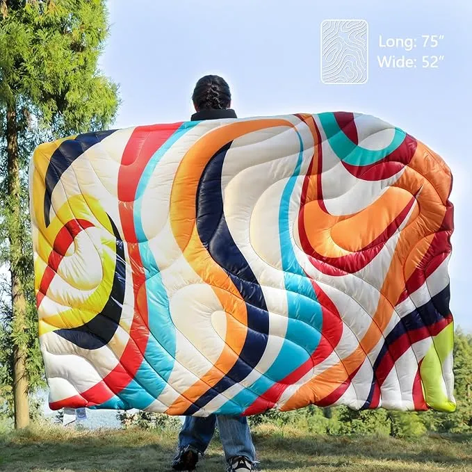 HANYUN Camping Blanket - Outdoor Travel Blanket, Waterproof Quilt for Camping, Stadium, Hiking, Beach Trips, Concerts& Festival - 52"x75" Rhombus Quilting Blanket