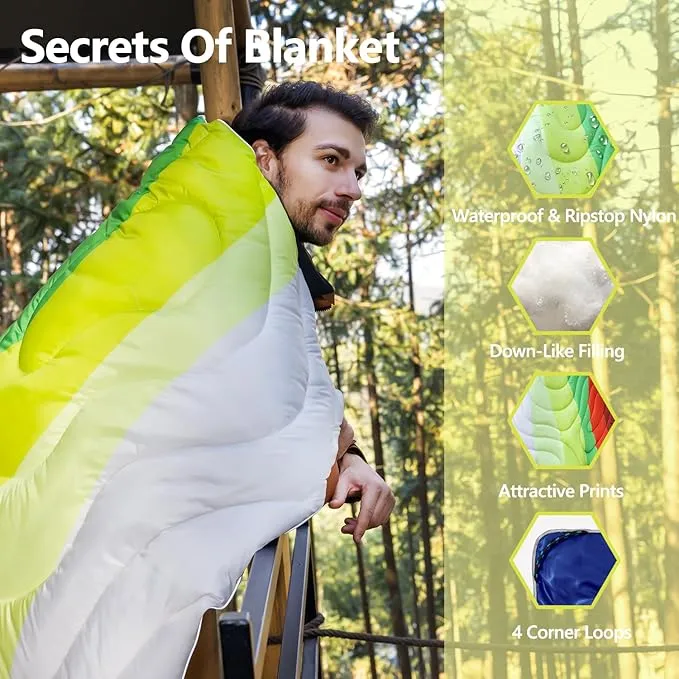 HANYUN Camping Blanket - Outdoor Travel Blanket, Waterproof Quilt for Camping, Stadium, Hiking, Beach Trips, Concerts& Festival - 52"x75" Rhombus Quilting Blanket