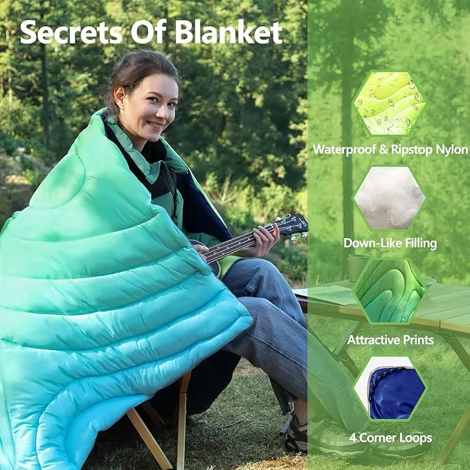 HANYUN Camping Blanket - Outdoor Travel Blanket, Waterproof Quilt for Camping, Stadium, Hiking, Beach Trips, Concerts& Festival - 52"x75" Rhombus Quilting Blanket