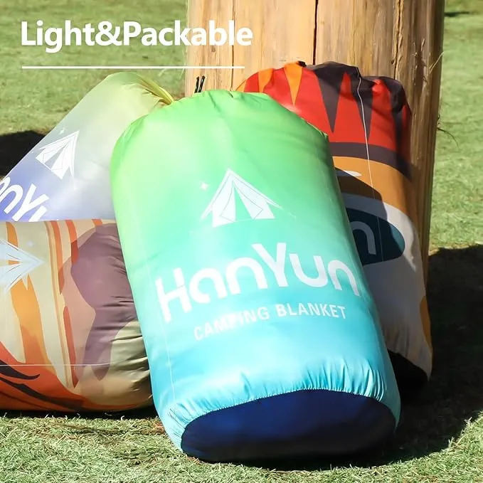 HANYUN Camping Blanket - Outdoor Travel Blanket, Waterproof Quilt for Camping, Stadium, Hiking, Beach Trips, Concerts& Festival - 52"x75" Rhombus Quilting Blanket