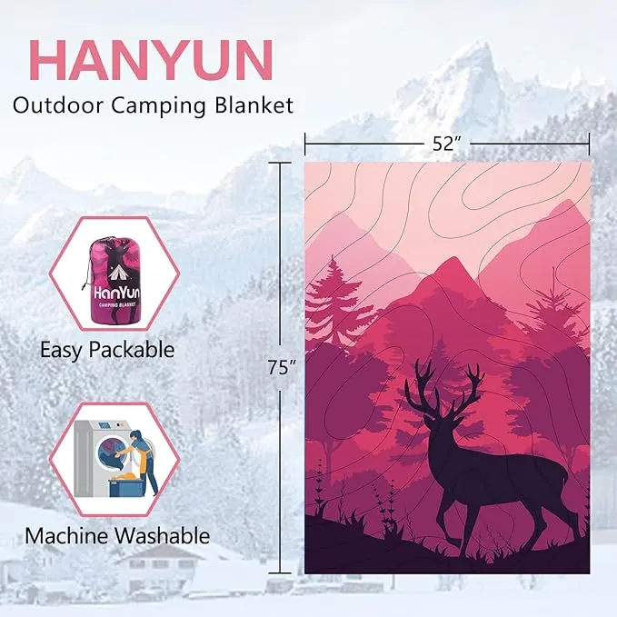 HANYUN Camping Blanket - Outdoor Travel Blanket, Waterproof Quilt for Camping, Stadium, Hiking, Beach Trips, Concerts& Festival - 52"x75" Rhombus Quilting Blanket