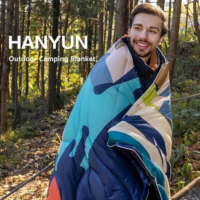 HANYUN Camping Blanket - Outdoor Travel Blanket, Waterproof Quilt for Camping, Stadium, Hiking, Beach Trips, Concerts& Festival - 52"x75" Rhombus Quilting Blanket
