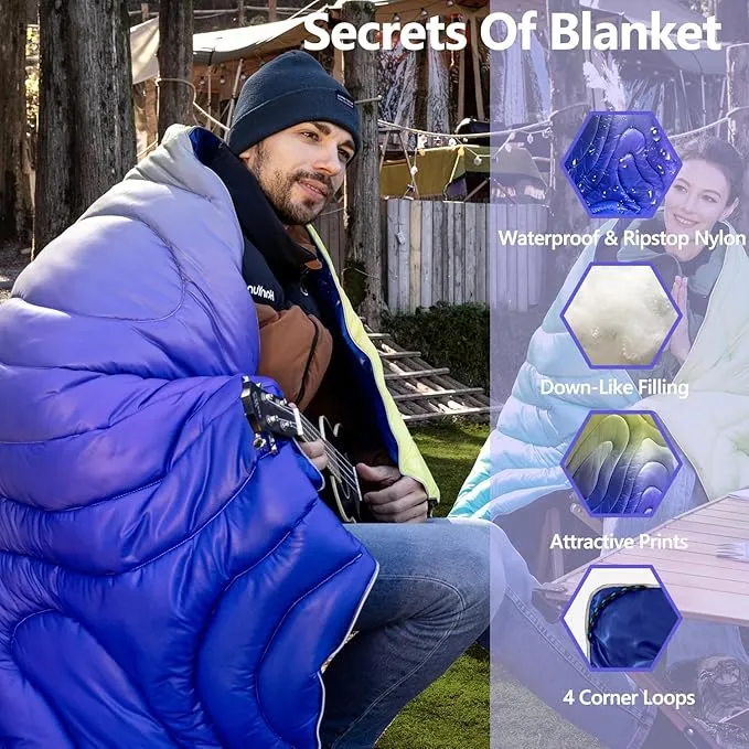 HANYUN Camping Blanket - Outdoor Travel Blanket, Waterproof Quilt for Camping, Stadium, Hiking, Beach Trips, Concerts& Festival - 52"x75" Rhombus Quilting Blanket